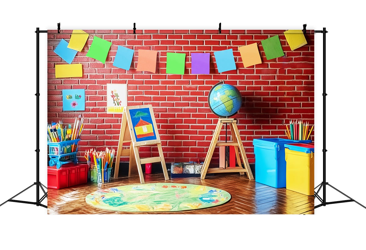 Back To School Photo Backdrop Brick Wall Creativity Backdrop UK LXX57-43