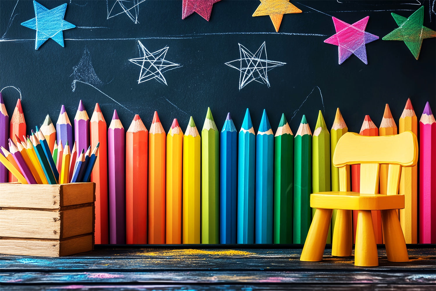 Back To School Backdrops Pencil Wall Learning Backdrop UK LXX57-44