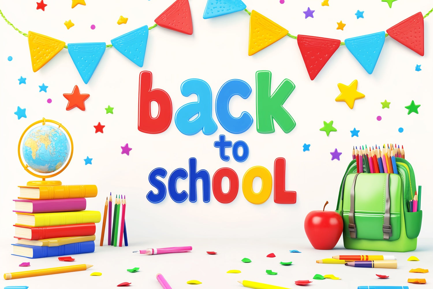 School Photo Backdrops Rainbow Letters Fun Backdrop UK LXX57-46
