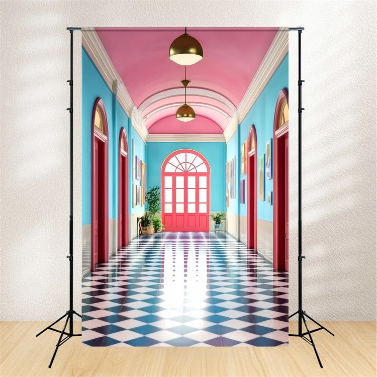 School Picture Backdrop Candy Hallway Classroom Backdrop UK LXX57-47