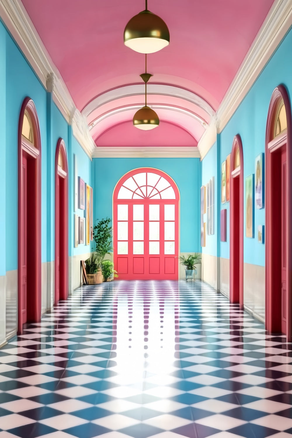 School Picture Backdrop Candy Hallway Classroom Backdrop UK LXX57-47