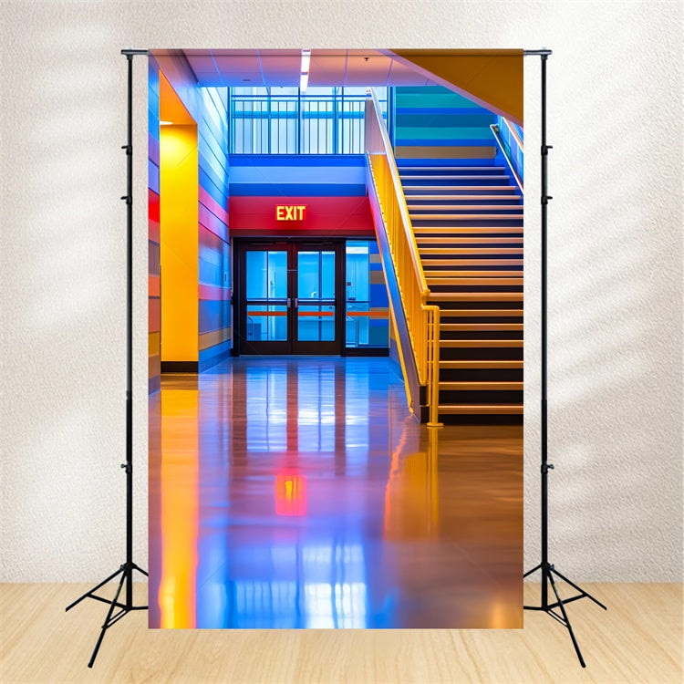 School Picture Backdrop Bright Steps Corridor Backdrop UK LXX57-49