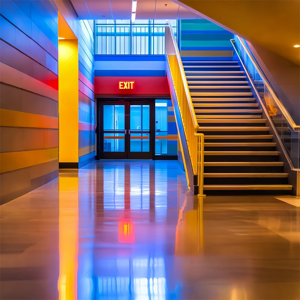 School Picture Backdrop Bright Steps Corridor Backdrop UK LXX57-49
