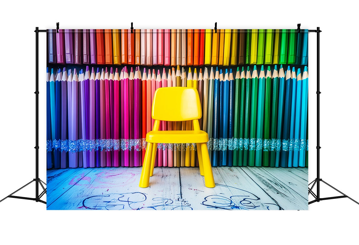 Back To School Backdrop Rainbow Pencil Seat Backdrop UK LXX57-53