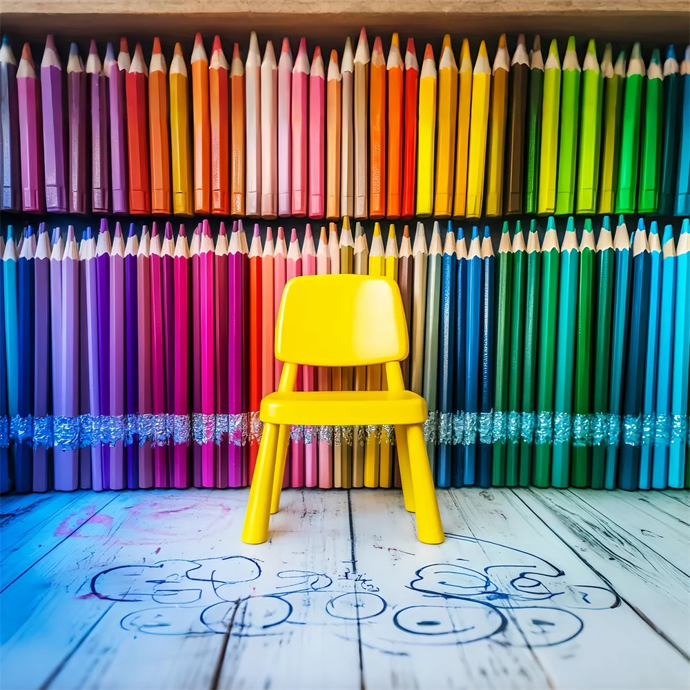Back To School Backdrop Rainbow Pencil Seat Backdrop UK LXX57-53