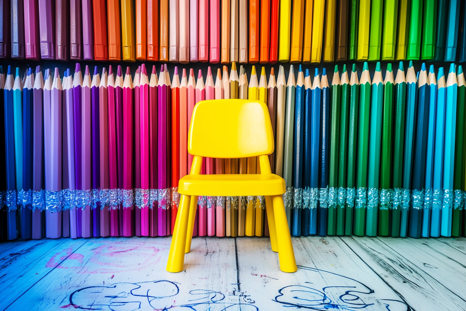 Back To School Backdrop Rainbow Pencil Seat Backdrop UK LXX57-53
