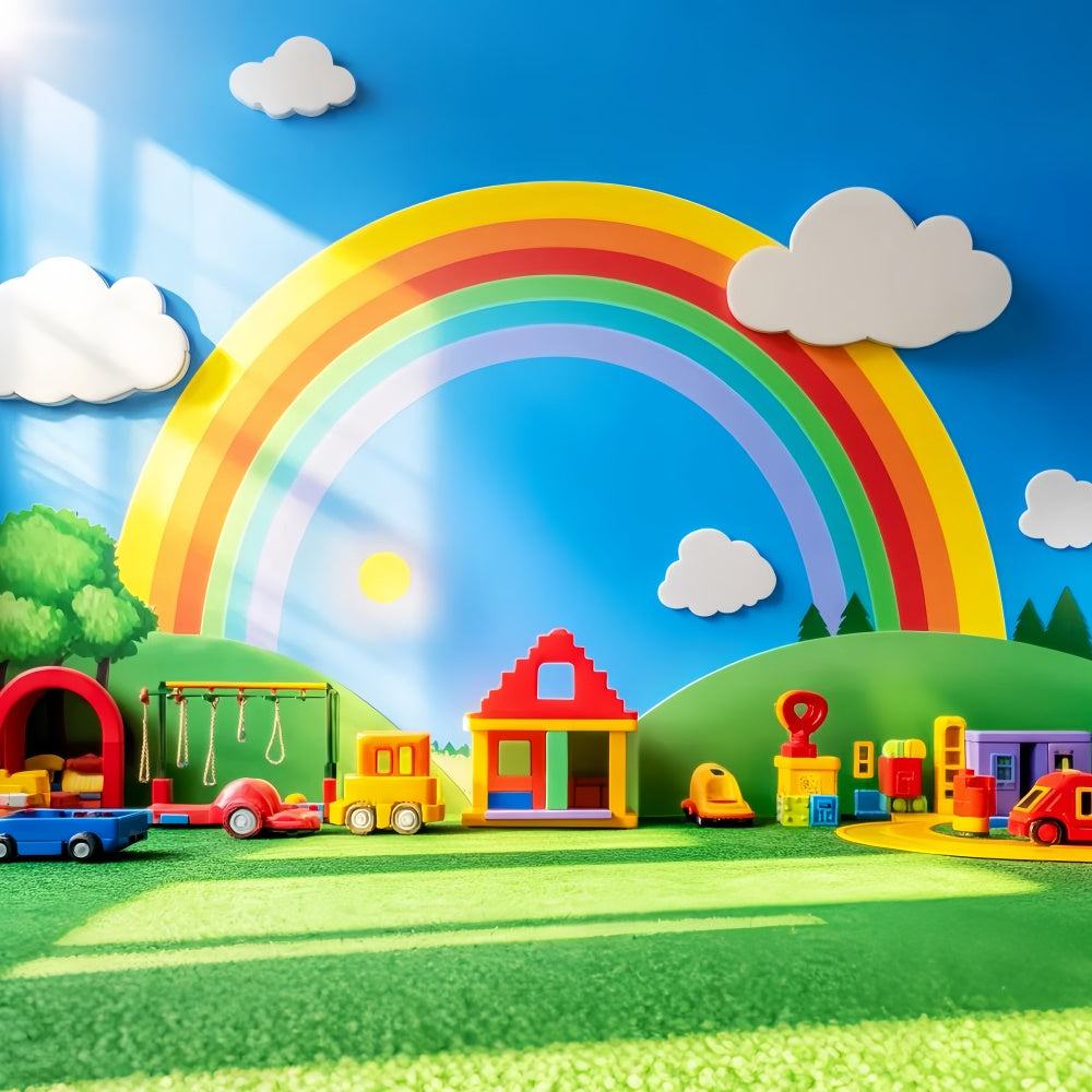 School Photo Backdrop Rainbow Toy Parade Backdrop UK LXX57-55