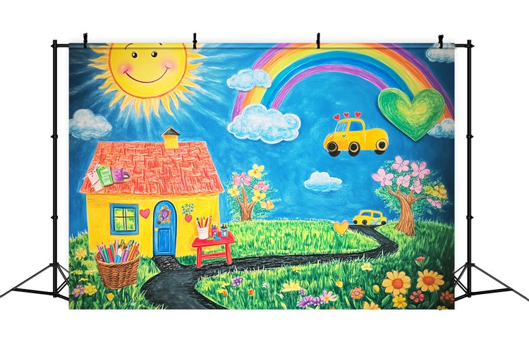 School Backdrop Hand-Drawn Learning Land Backdrop UK LXX57-56