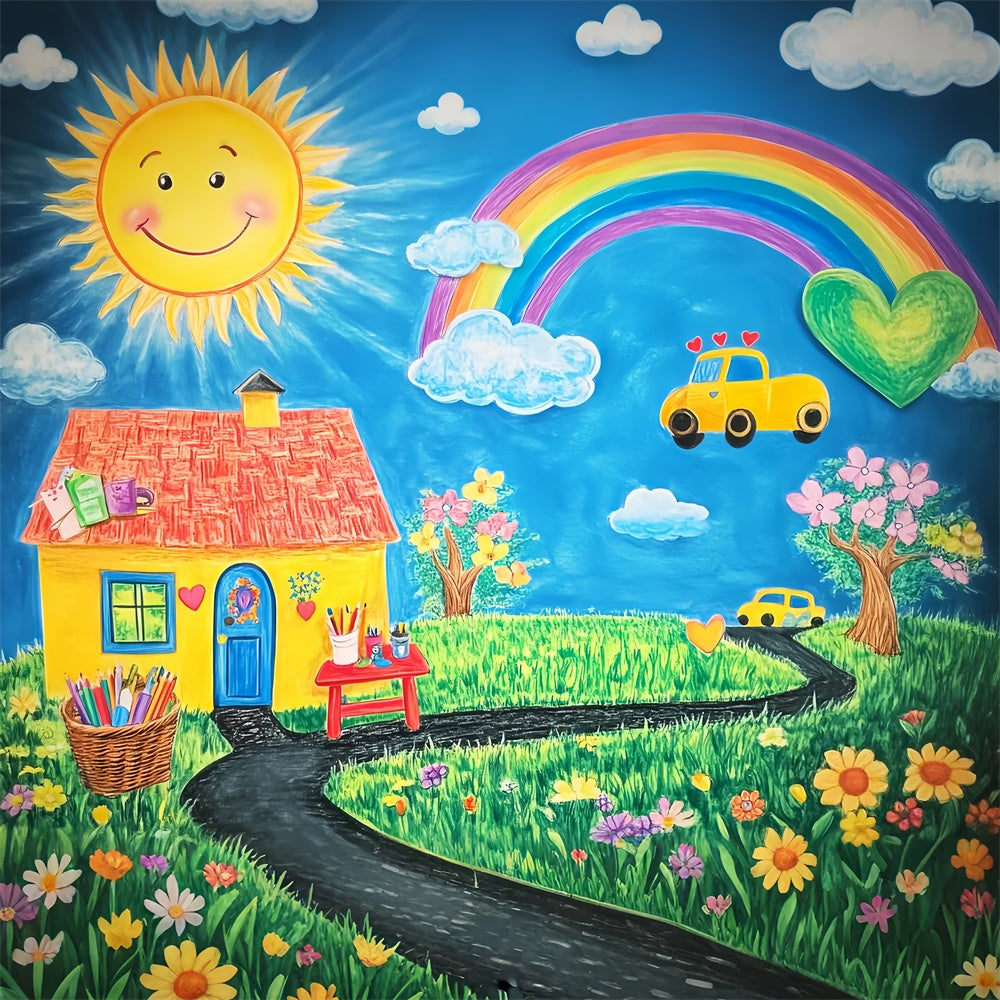 School Backdrop Hand-Drawn Learning Land Backdrop UK LXX57-56