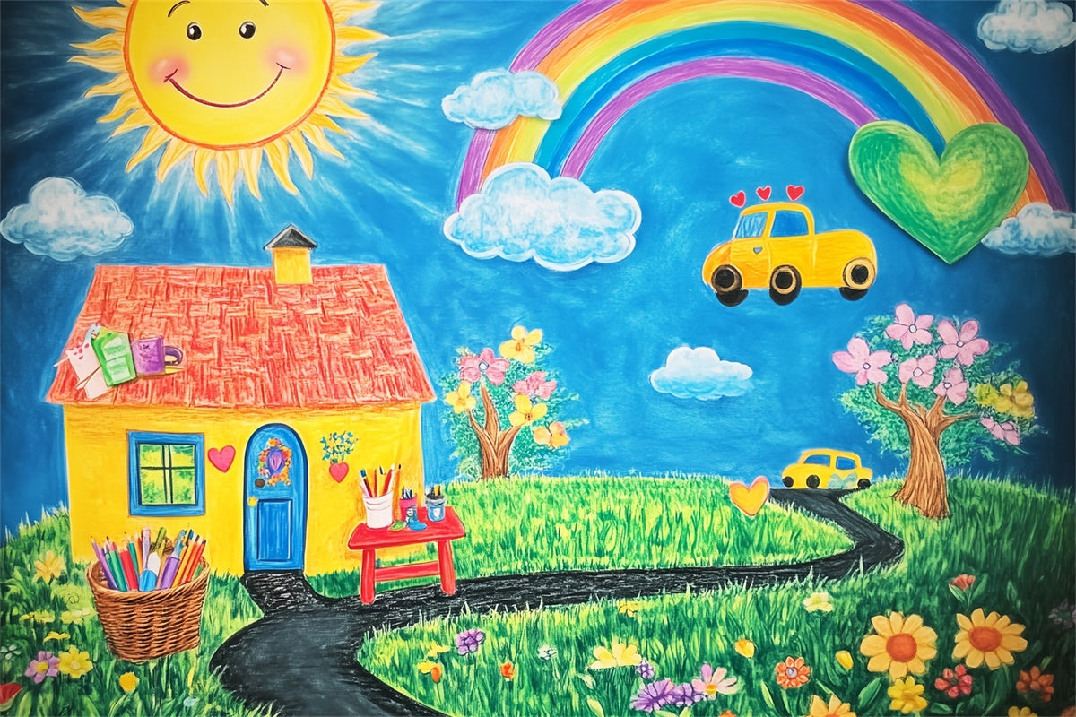 School Backdrop Hand-Drawn Learning Land Backdrop UK LXX57-56