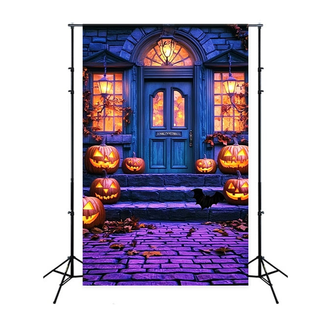 Halloween Photo Backdrop Pumpkin Porch Parade Backdrop UK LXX57-59