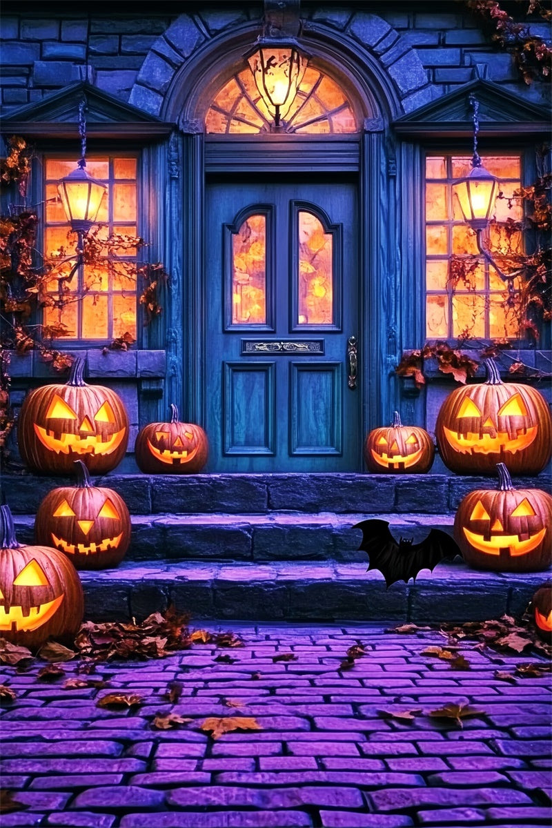 Halloween Photo Backdrop Pumpkin Porch Parade Backdrop UK LXX57-59