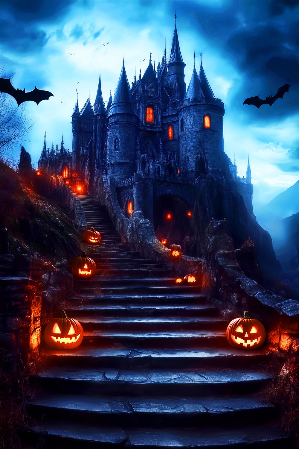 Spooky Halloween Backdrop Twilight Curse Castle Backdrop UK LXX57-62