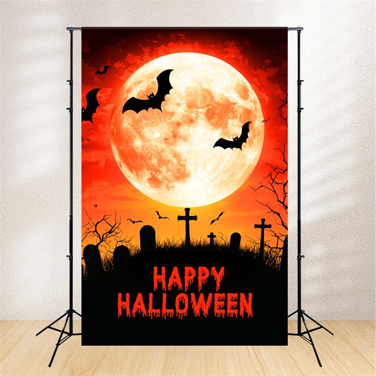 Halloween Moon Backdrop Full Moon Graveyard Backdrop UK LXX57-63