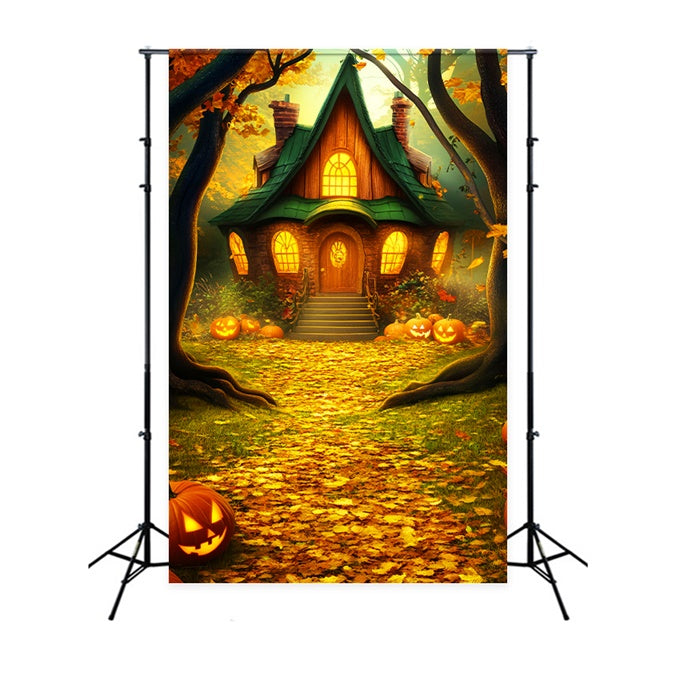 Halloween Backdrop Ideas Enchanted Pumpkin Cottage Backdrop UK LXX57-64