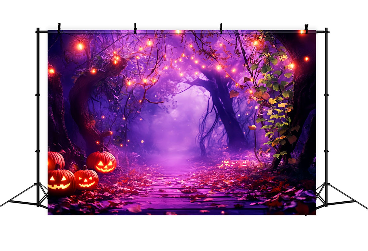 Forest Backdrops Pumpkin Glow Path Halloween Backdrop UK LXX57-69