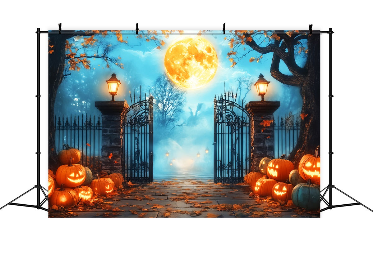 Halloween Moon Backdrop Spooky Manor Gates Backdrop UK LXX57-70