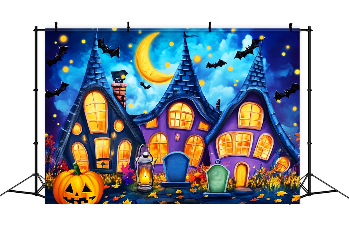 Haunted House Backdrop Cartoon Creepy Cottage Backdrop UK LXX57-71