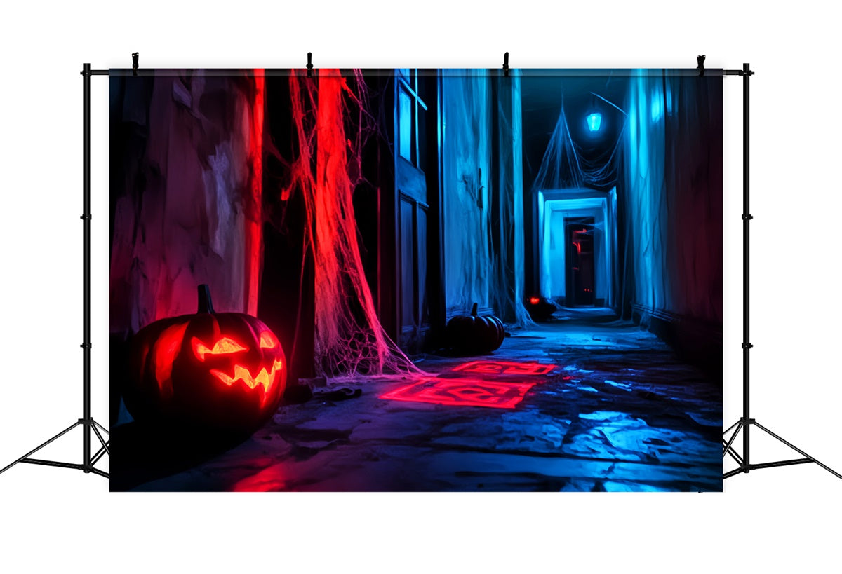 Spooky Halloween Backdrop Sinister Neon Hallway Backdrop UK LXX57-79