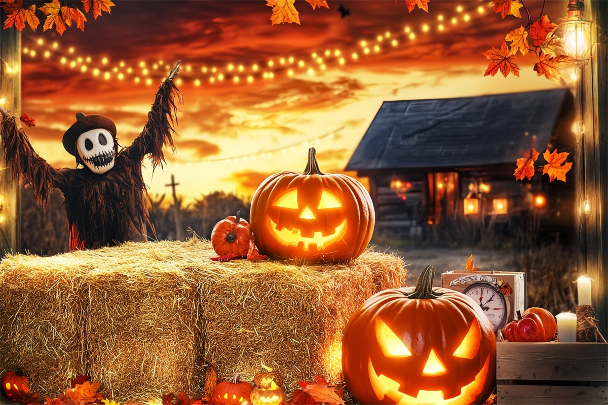 Scary Halloween Backdrops Sunset Harvest Haunt Backdrop UK LXX57-84