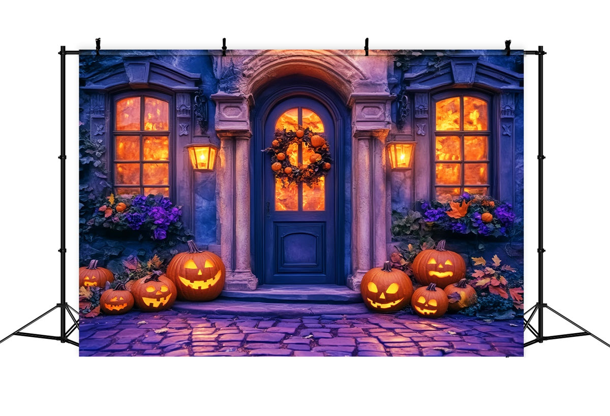 Halloween Photo Backdrop Elegant Pumpkin Porch Backdrop UK LXX57-90