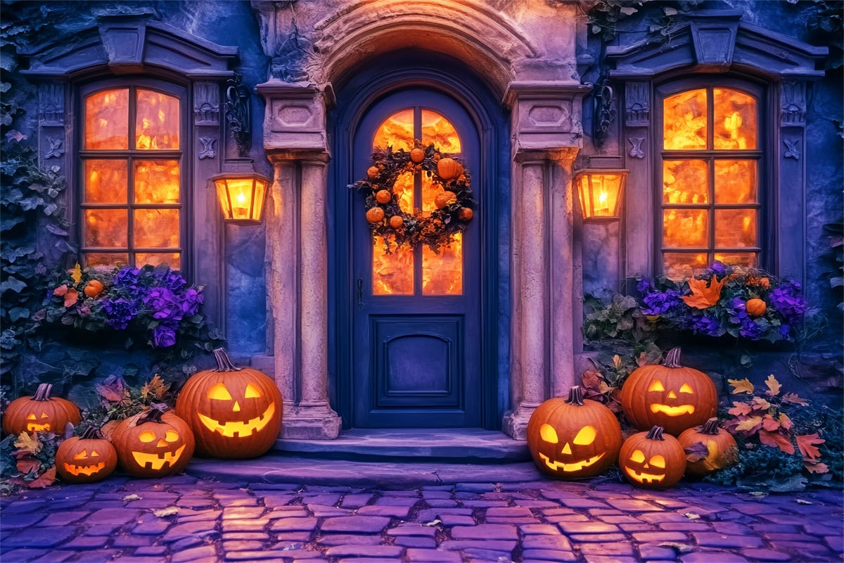 Halloween Photo Backdrop Elegant Pumpkin Porch Backdrop UK LXX57-90