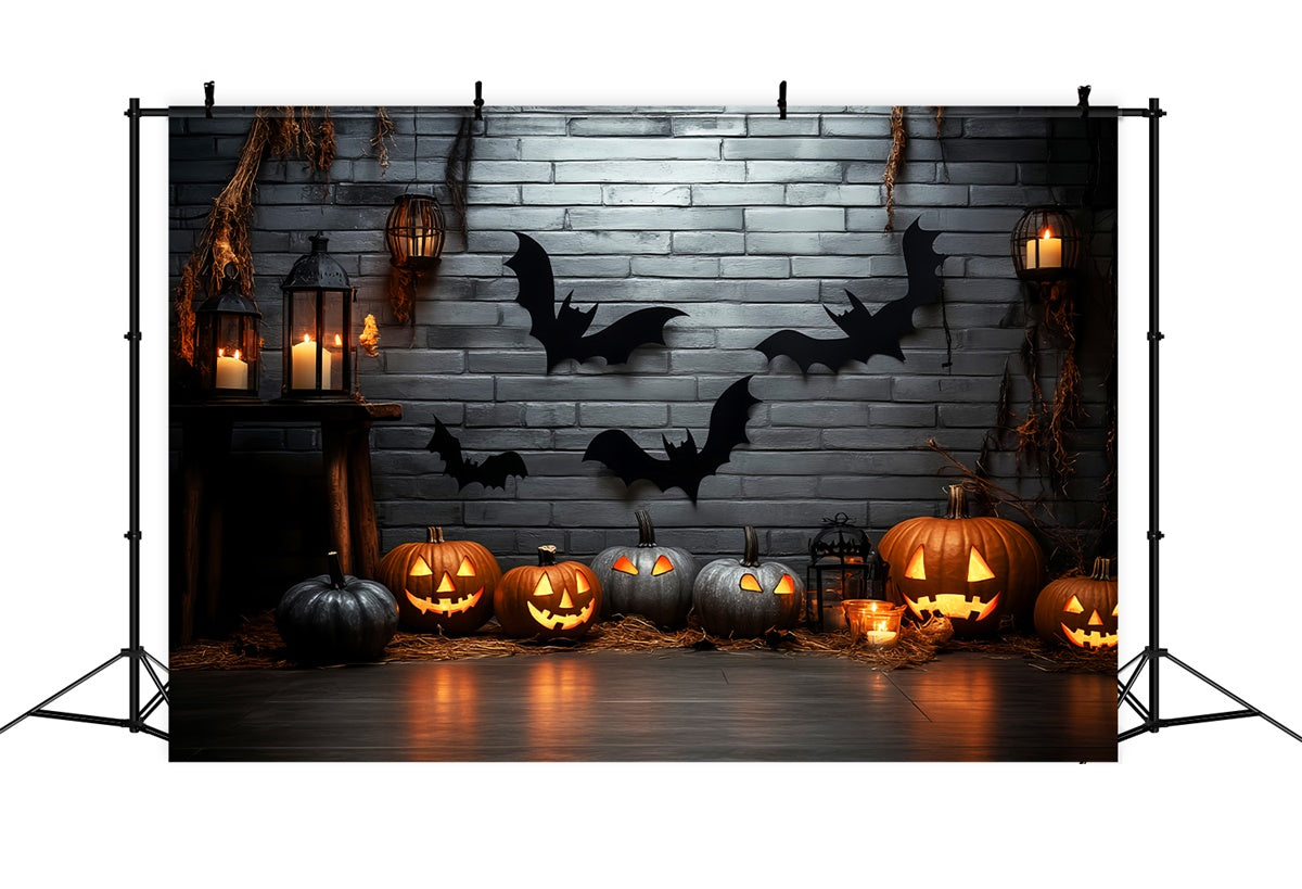 Halloween Wall Backdrop Midnight Brick Candlelit Backdrop UK LXX57-91
