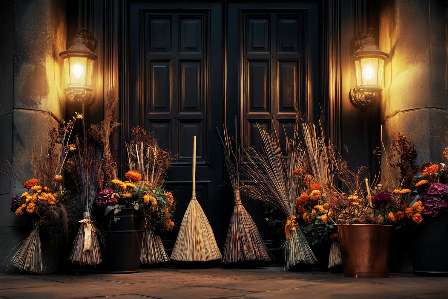 Halloween Backdrops Broomstick Gathering Glow Backdrop UK LXX57-96