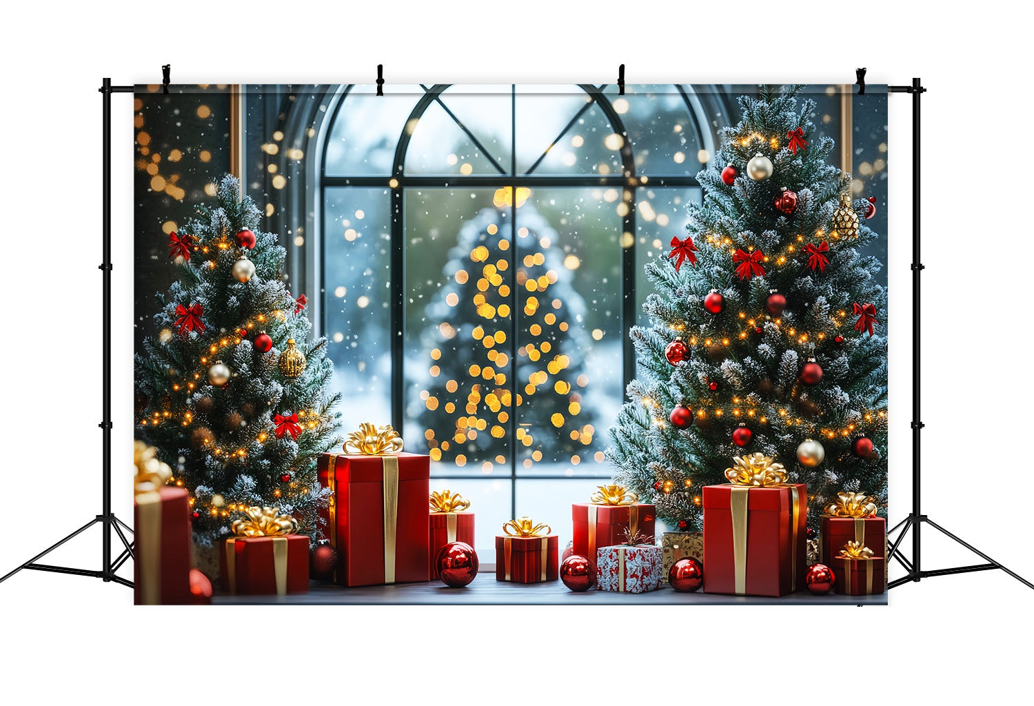 Christmas Tree Backdrop Frosted Christmas Trees Window Light Christmas Backdrops UK LXX58-100