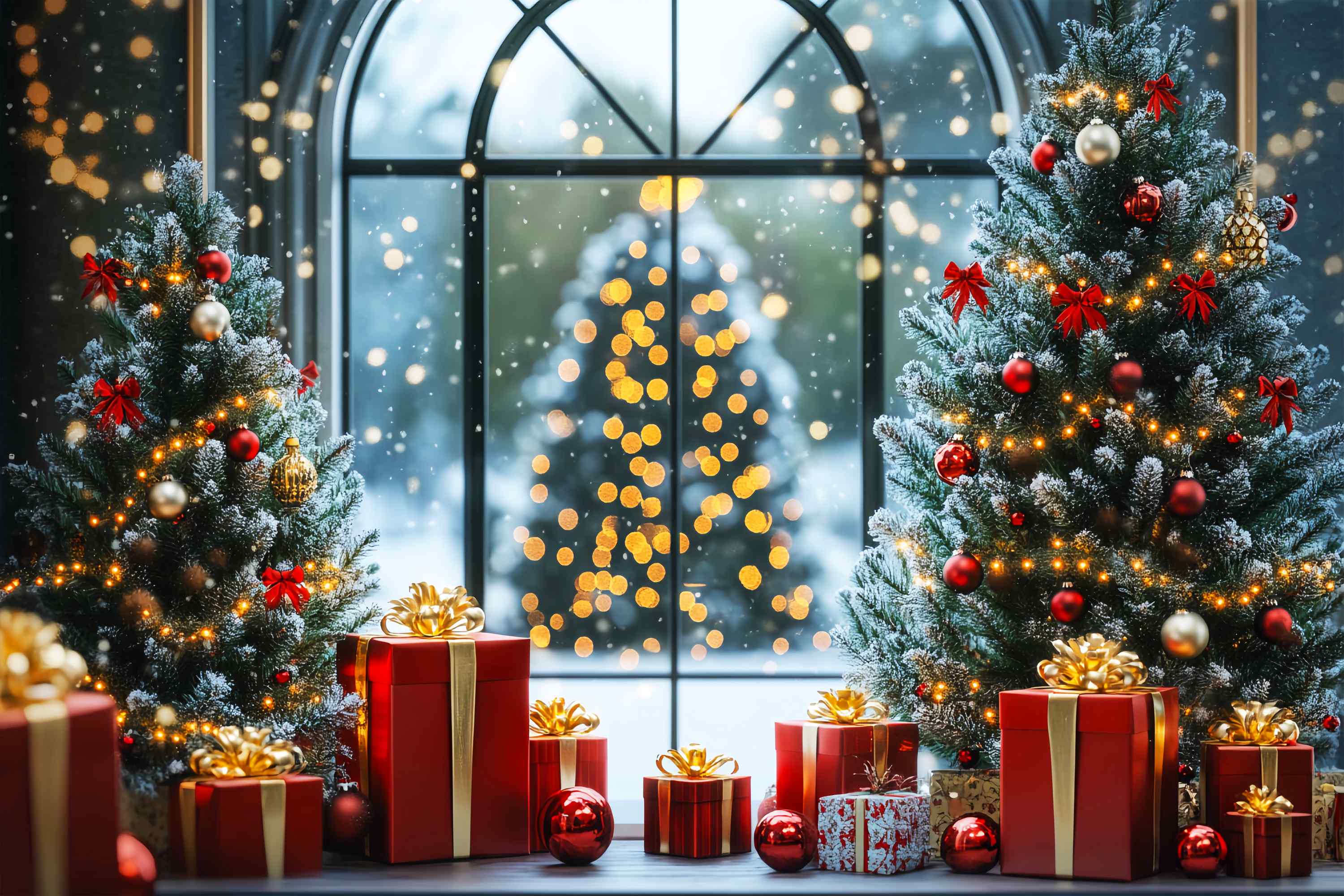 Christmas Tree Backdrop Frosted Christmas Trees Window Light Christmas Backdrops UK LXX58-100