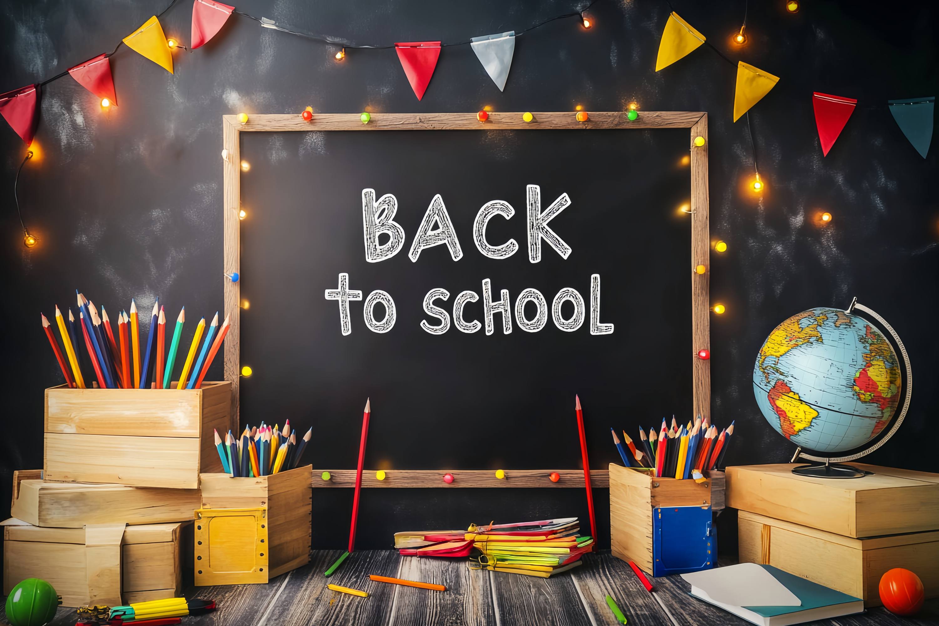Back To School Chalkboard Backdrop String Lights Chalkboard Pencil Display Back To School Backdrop UK LXX58-150