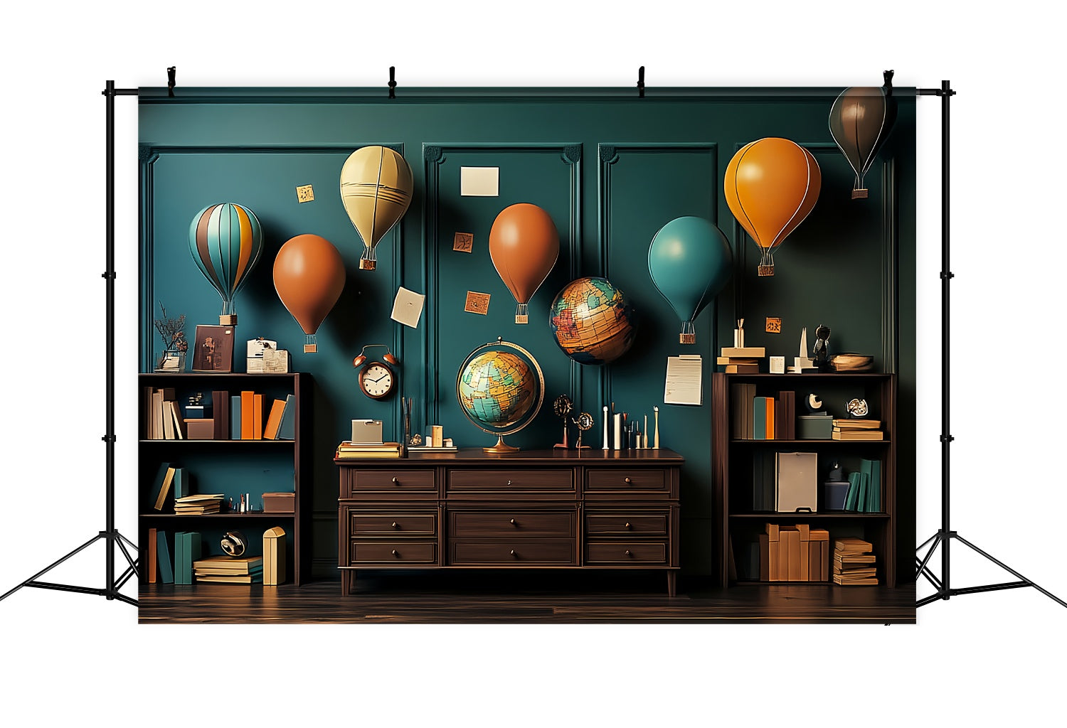 School Classroom Backdrop Hot Air Balloon Study Room Back To School Backdrops UK LXX58-151