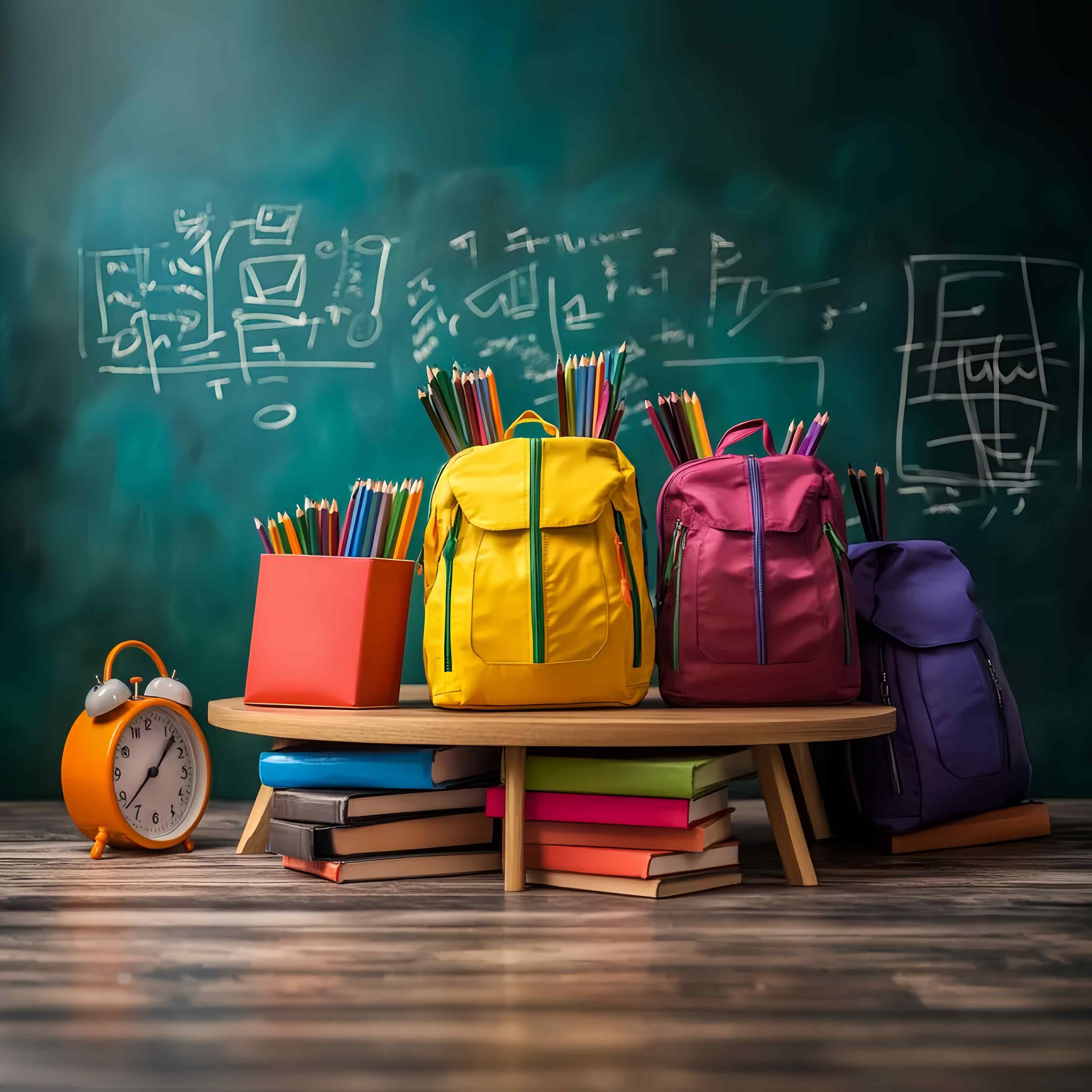 School Classroom Backdrop Colorful Backpack Chalkboard Display Back To School Backdrop UK LXX58-152