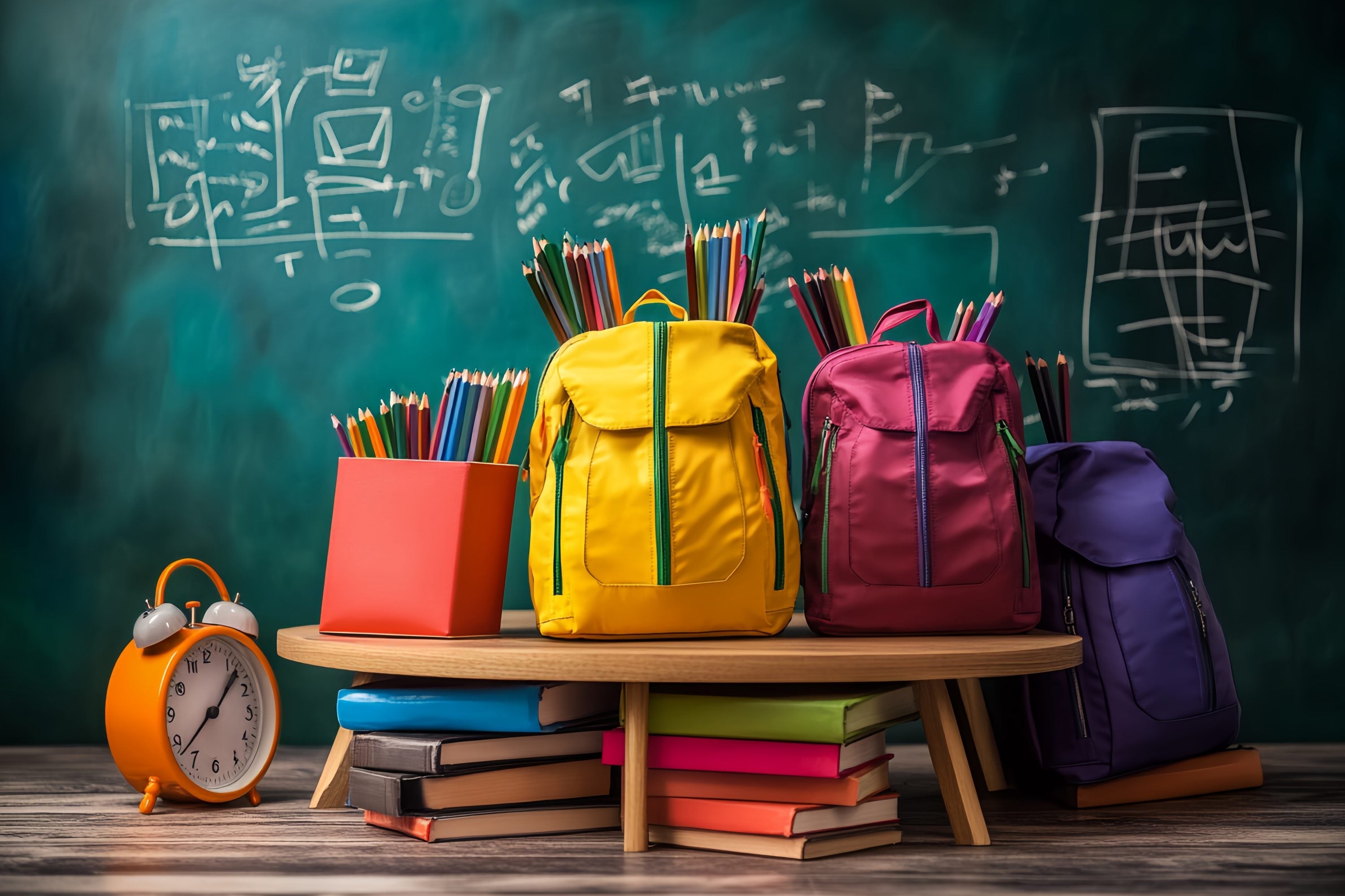 School Classroom Backdrop Colorful Backpack Chalkboard Display Back To School Backdrop UK LXX58-152