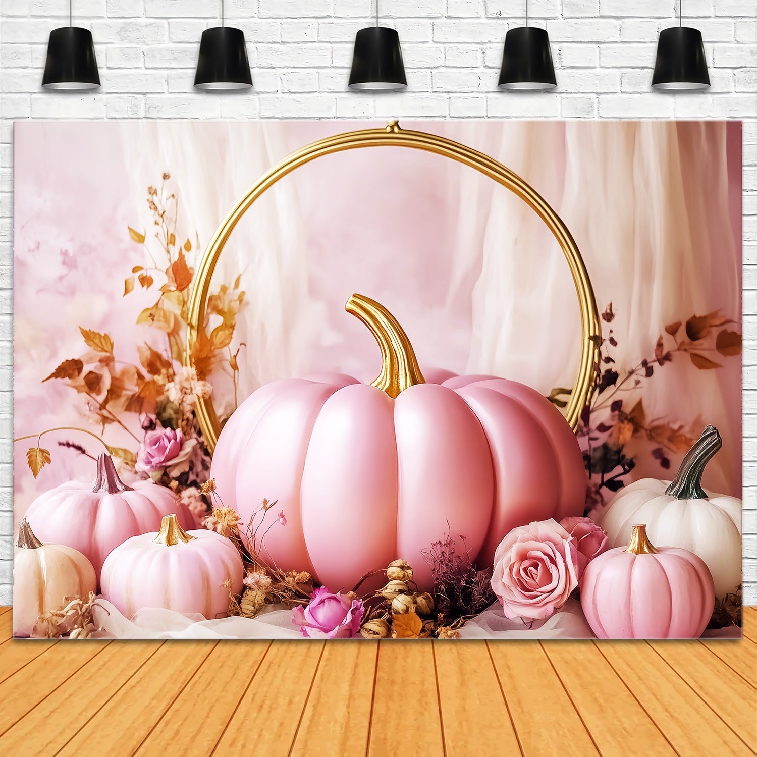 Fall Photo Backdrop Blush Pumpkin Rose Elegance Pink Backdrop UK LXX58-158