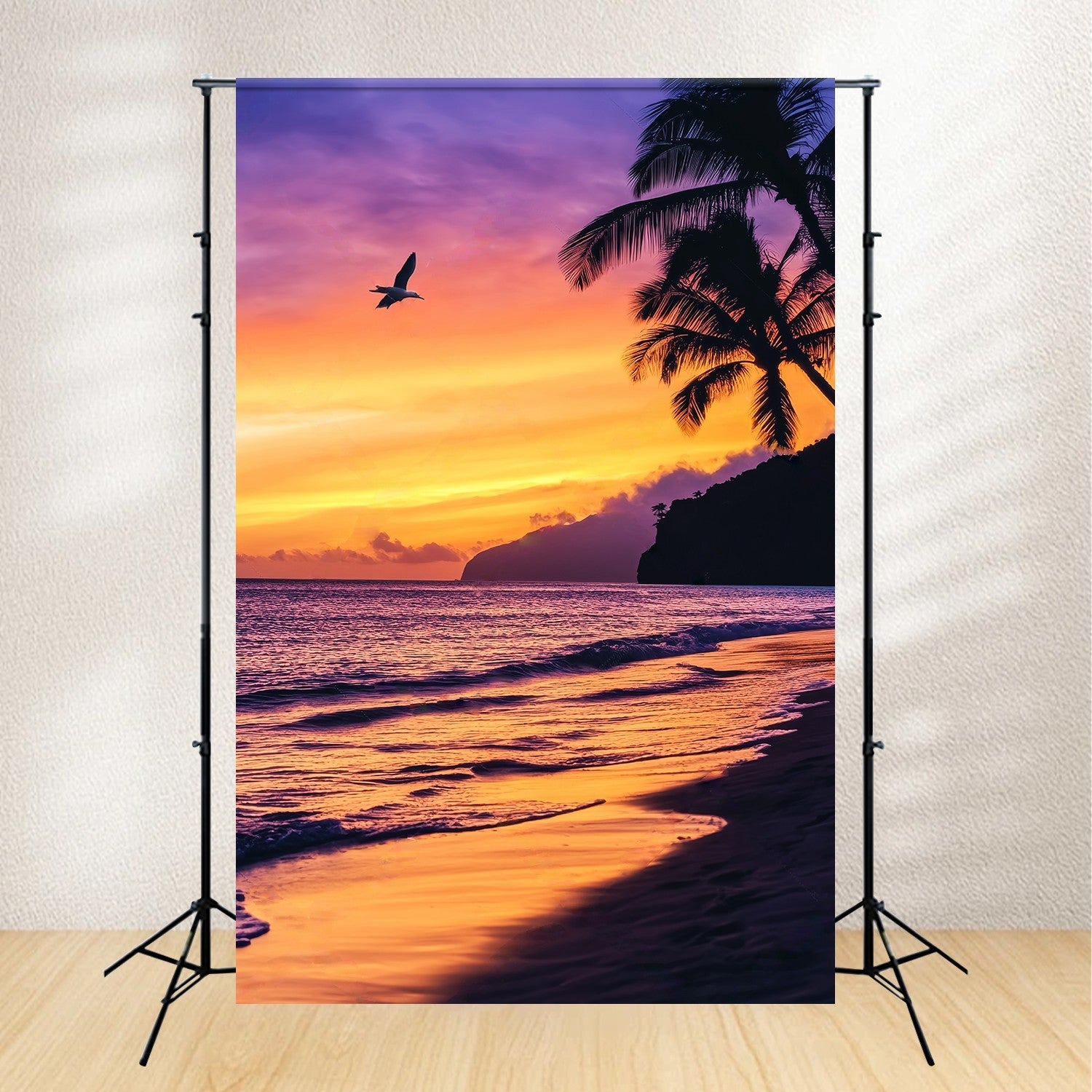 Fall Backdrop Tropical Sunset Palm Silhouette Sunset Backdrop UK LXX58-163