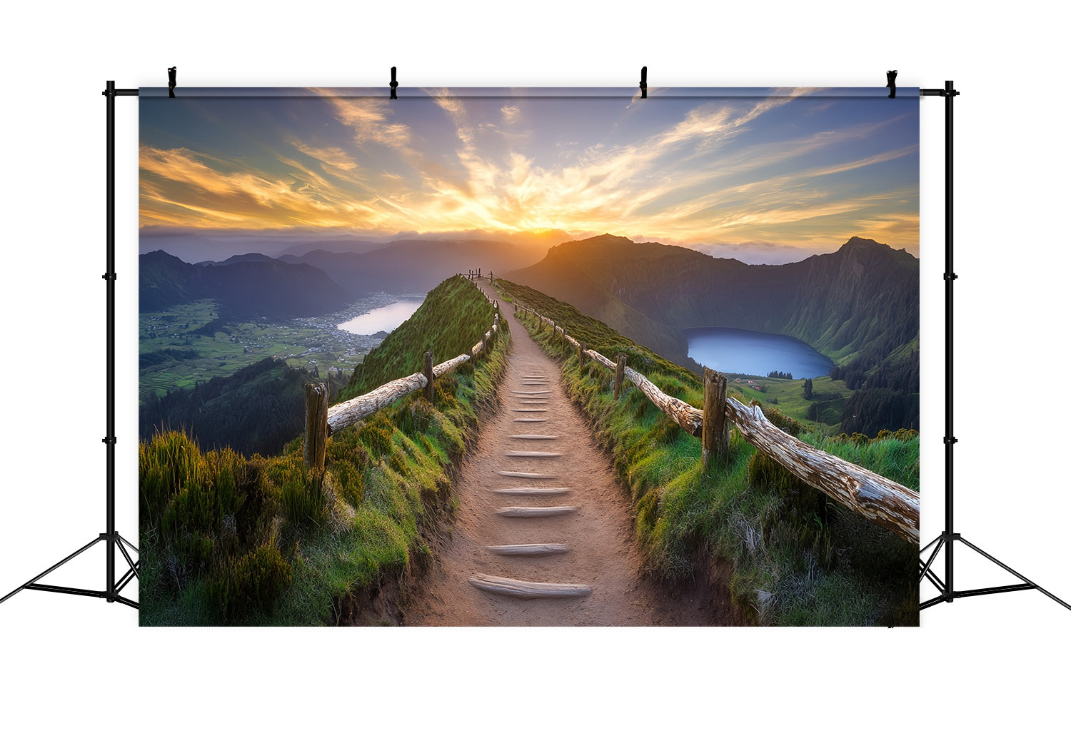 Autumn Fall Backdrop Mountain Ridge Sunrise Pathway Sunset Backdrop UK LXX58-172