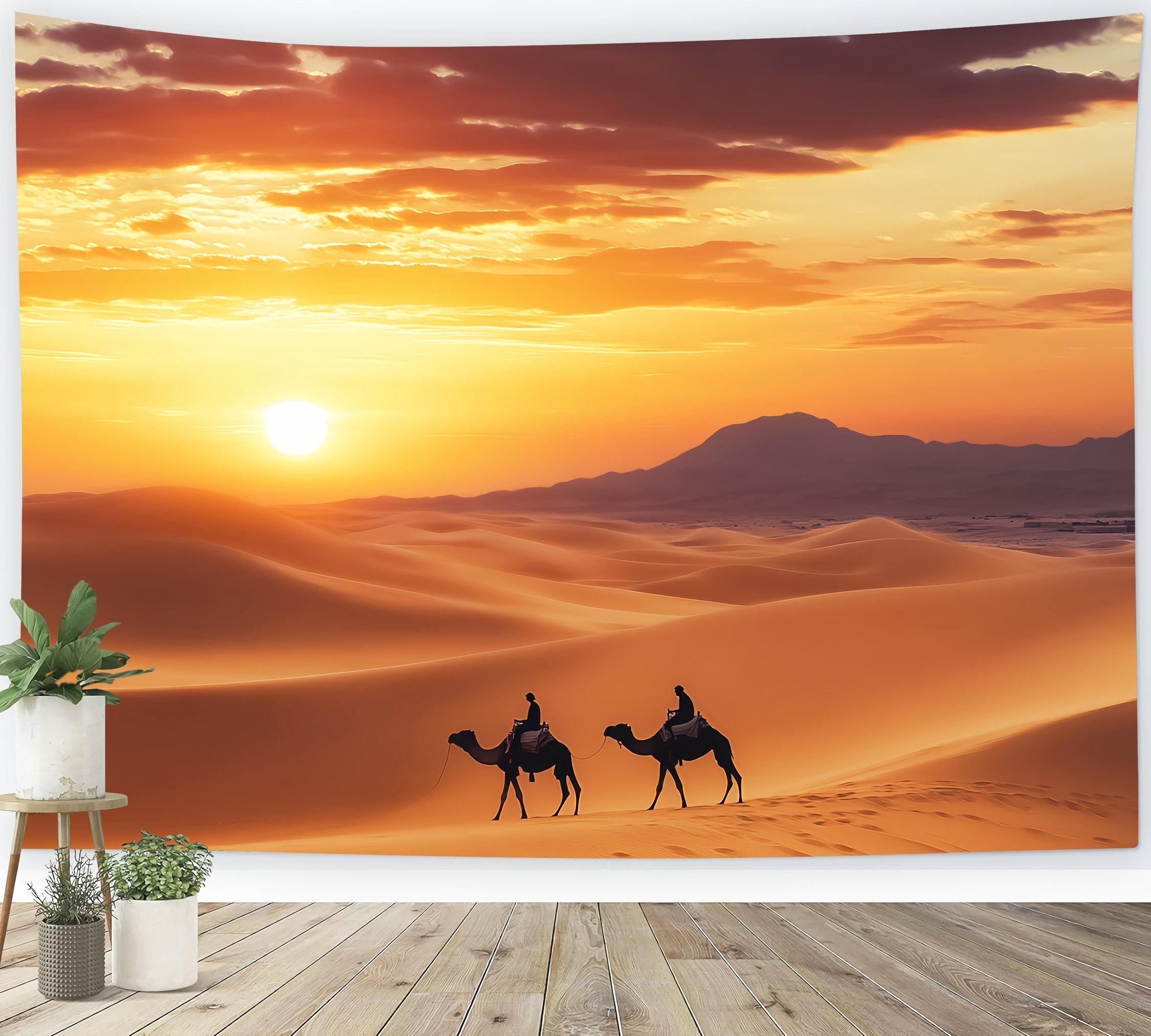 Fall Backdrop Ideas Golden Desert Caravan Silhouette Sunset Backdrop UK LXX58-173