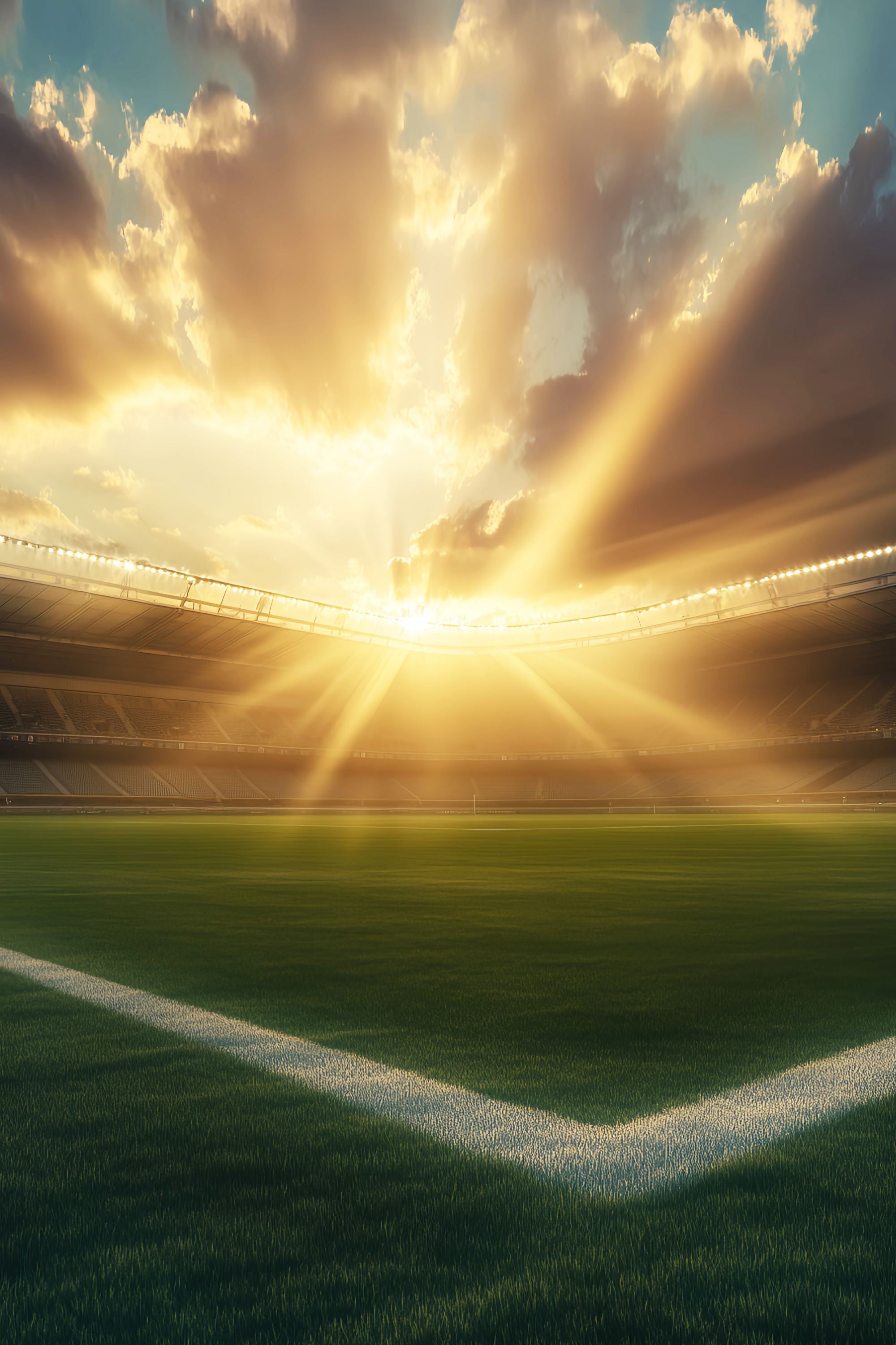 Autumn Backdrops Sunlit Stadium Green Field Sunset Backdrop UK LXX58-181