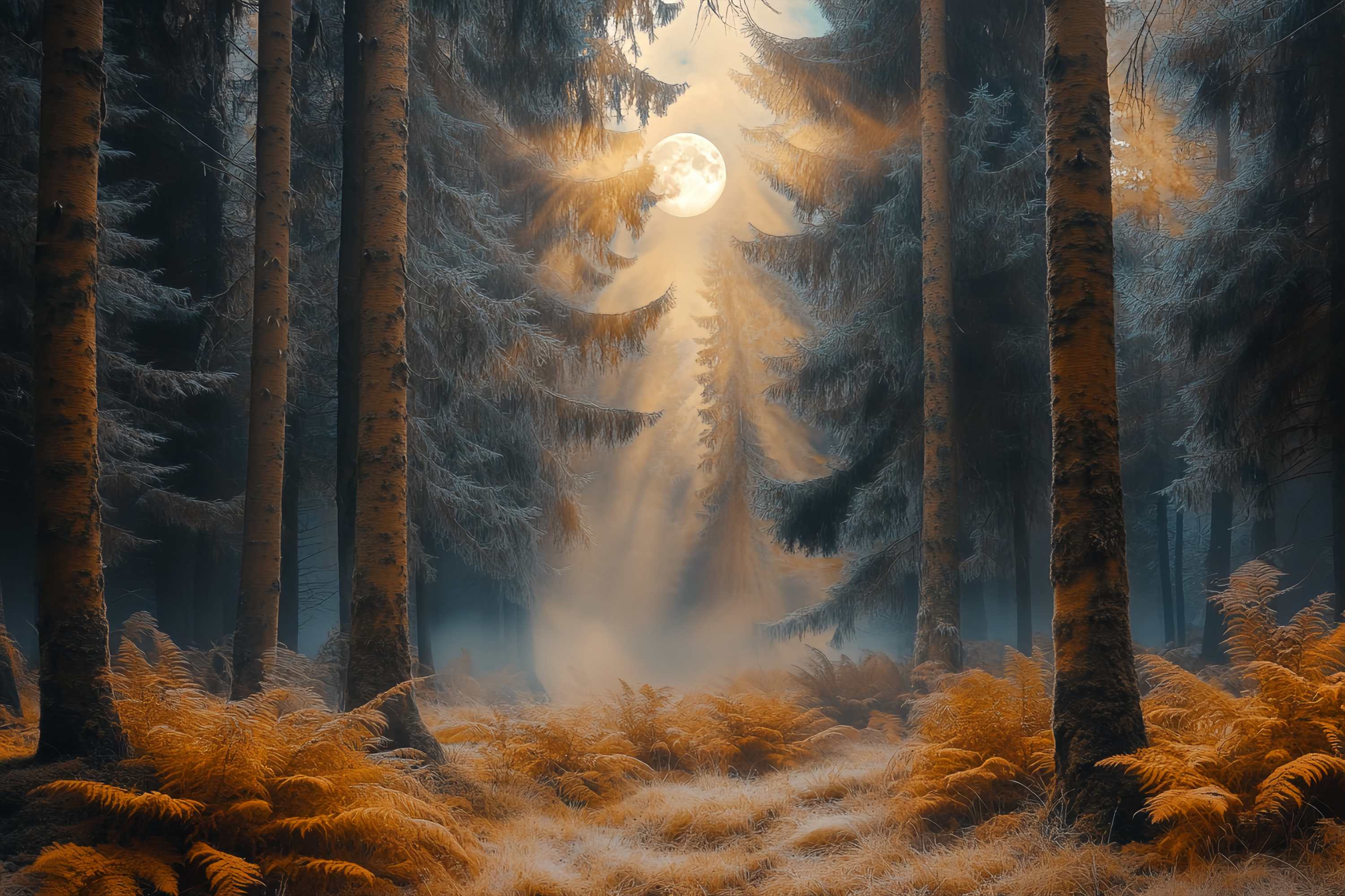 Autumn Backdrop Enchanted Moonlit Autumn Forest Forest Backdrop UK LXX58-185