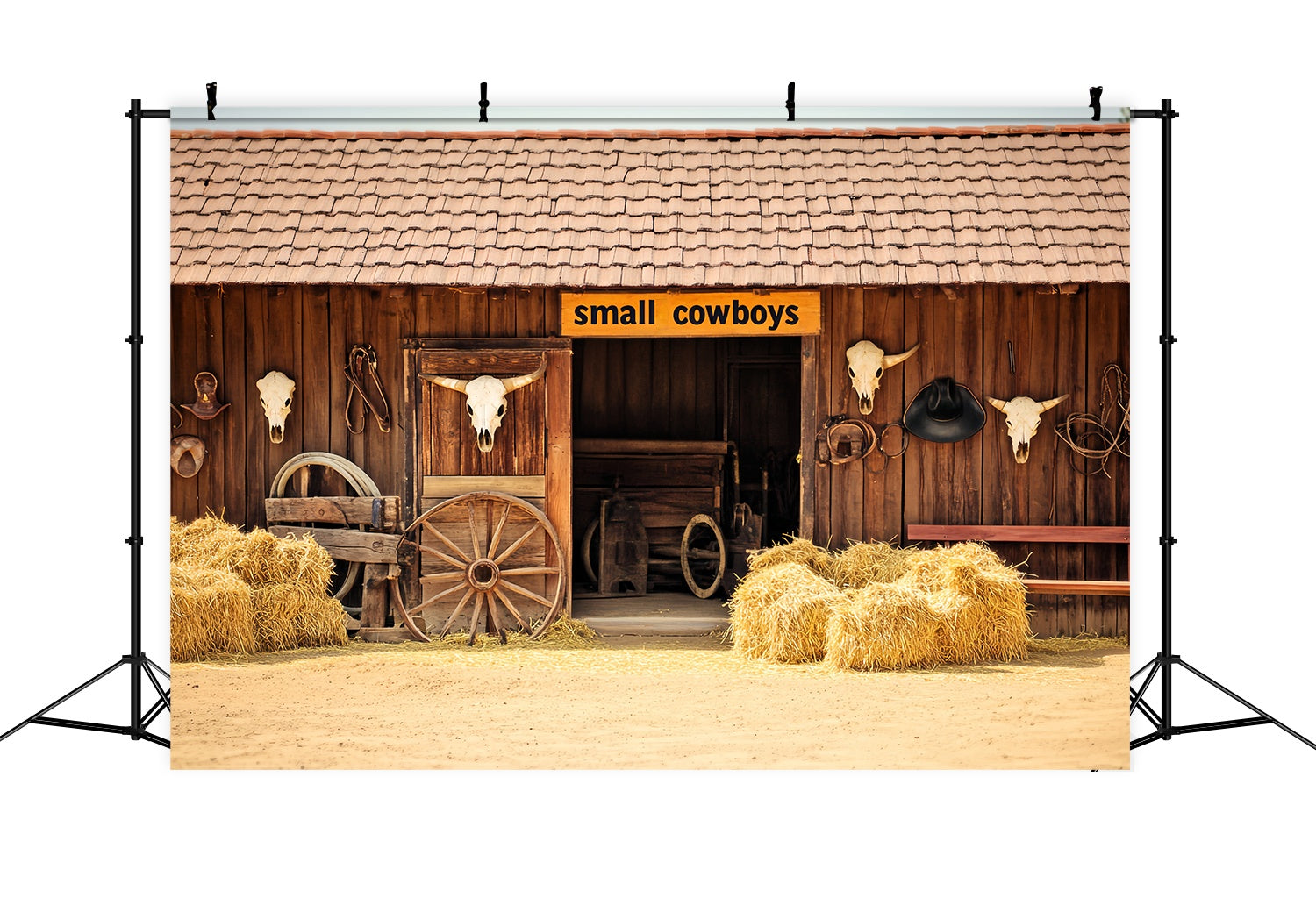 Fall Backdrops for Photography Rustic Barn Hay Bales Cowboy Backdrop UK LXX58-195