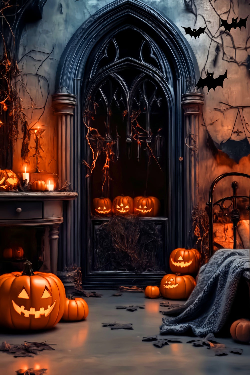Halloween Backdrop Ideas Shadows Gothic Window Backdrop UK LXX58-1