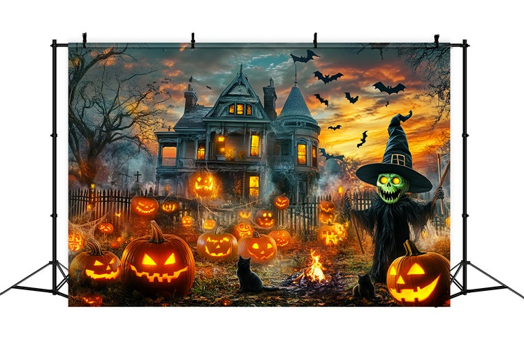 Haunted House Backdrop Haunted Pumpkin Mansion Backdrop UK LXX58-2