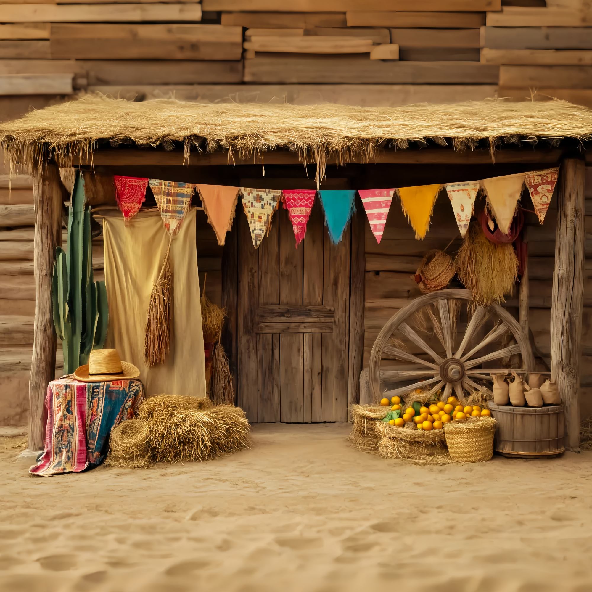 Autumn Photo Backdrop Harvest Shack with Pumpkins Western Backdrop UK LXX58-205