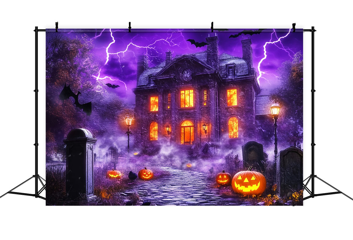 Haunted House Backdrop Haunted Lightning Manor Backdrop UK LXX58-21