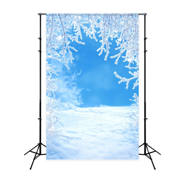 Winter Sky Backdrop Frosty Branches Blue Sky Winter Snow Backdrop UK LXX58-217