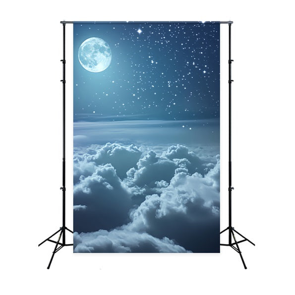 Winter Sky Backdrop Moonlit Starry Cloud Sky Winter Photography Backdrops UK LXX58-220