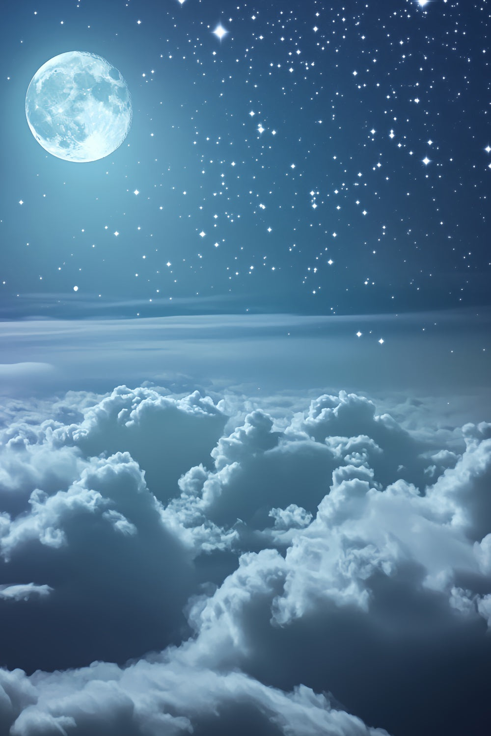 Winter Sky Backdrop Moonlit Starry Cloud Sky Winter Photography Backdrops UK LXX58-220