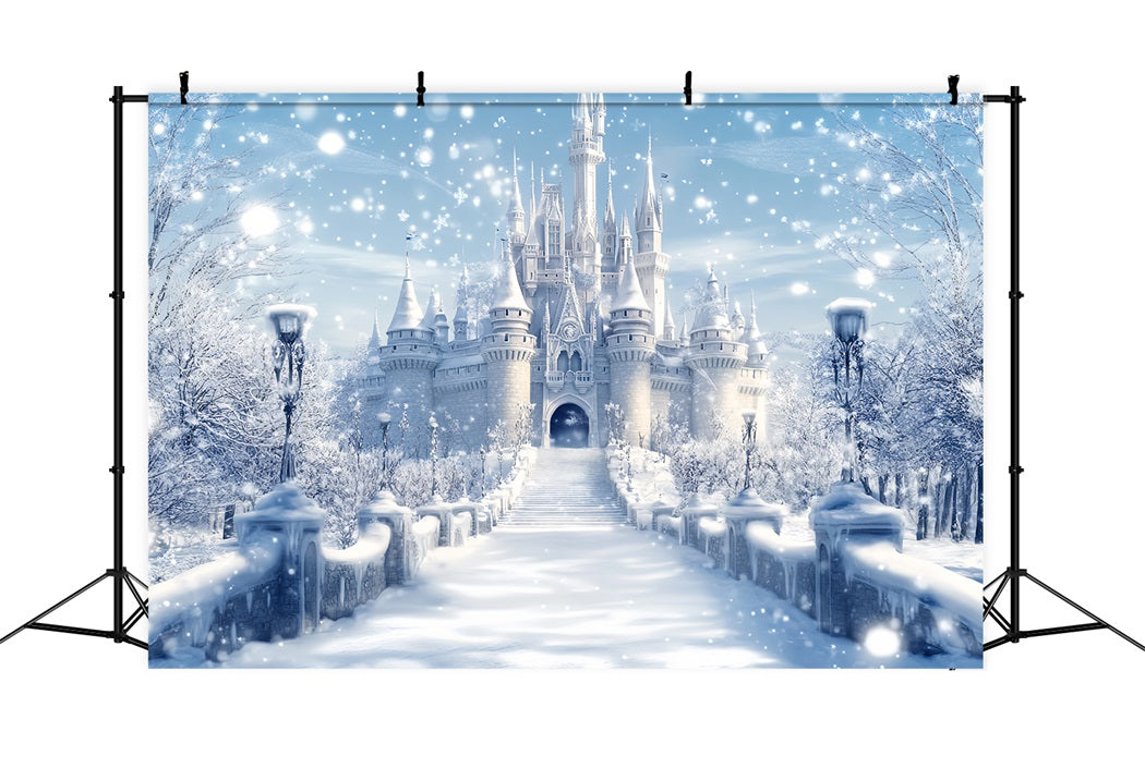 Winter Wonderland Backdrop Frosted Castle Fantasy Glow Winter Scene Backdrop UK LXX58-225