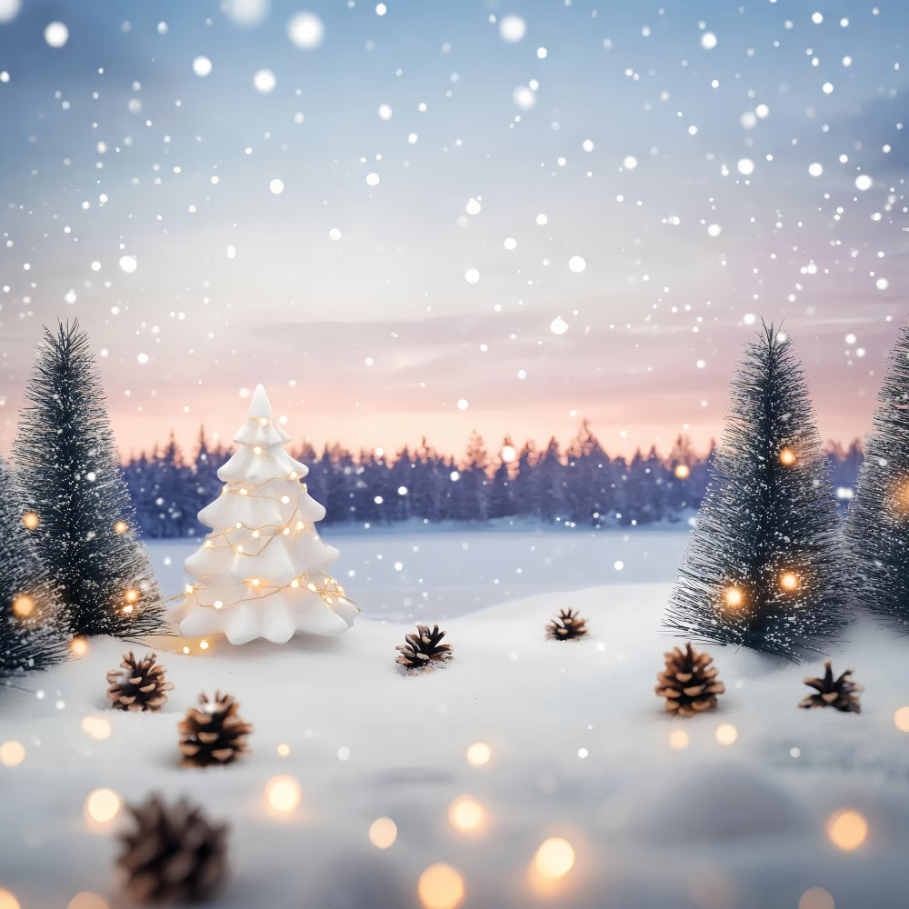 Winter Wonderland Backdrop Snowy Pines Ceramic Tree Winter Backdrop UK LXX58-230